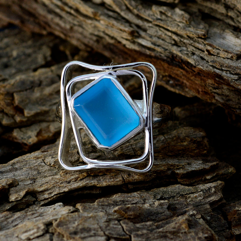Aqua Chalcedony Solitaire African Sterling Silver Green Gemstones Mid weight Signet Ring Jewelry