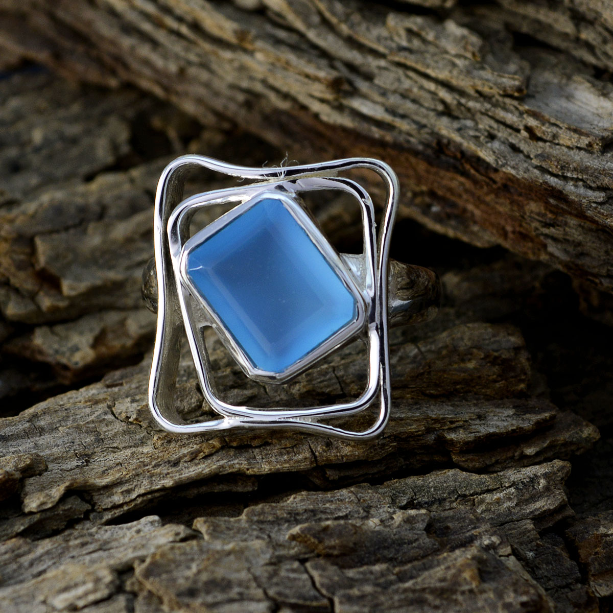 Aqua Chalcedony Solitaire African Sterling Silver Green Gemstones Mid weight Signet Ring Jewelry