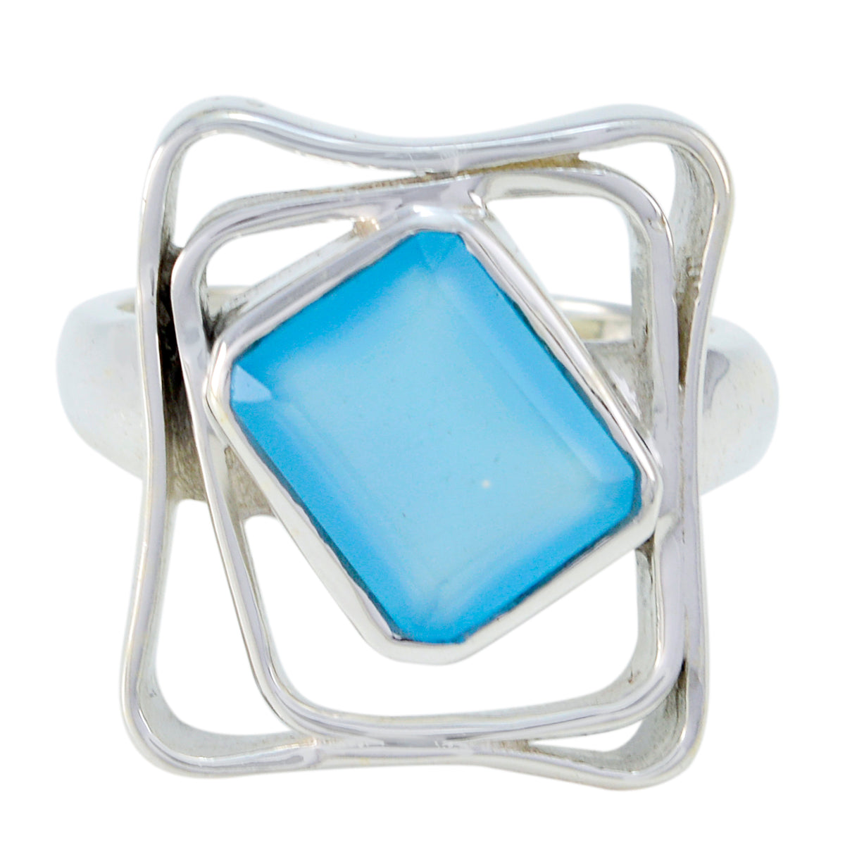 Aqua Chalcedony Solitaire African Sterling Silver Green Gemstones Mid weight Signet Ring Jewelry Hoofdafbeelding