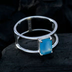 Aqua Chalcedony Solitaire Japanese 925 Silver Green Gems Whisper thin Geometric Band Jewelry