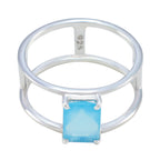 Aqua Chalcedony Solitaire Japanese 925 Silver Green Gems Whisper thin Geometric Band Jewelry