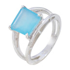Aqua Chalcedony Solitaire African 925 Silver Green Gemstones Tiny Luxurious Ring Jewellery