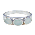 Aqua Chalcedony Trilogy Korean Sterling Silver Green Gemstones Delicate Glamorous Ring Jewelry
