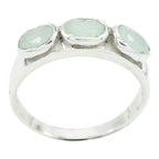 Aqua Chalcedony Trilogy Korean Sterling Silver Green Gemstones Delicate Glamorous Ring Jewelry