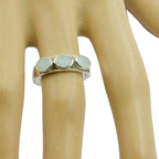 Aqua Chalcedony Trilogy Korean Sterling Silver Green Gemstones Delicate Glamorous Ring Jewelry