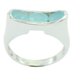 Aqua Chalcedony Trilogy Russian 92.5 Silver Green Gems Slim Artisan Ring Jewelry