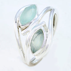 Aqua Chalcedony Toi et Moi German 925 Silver Green Gemstones Slim Graceful Ring Jewellery