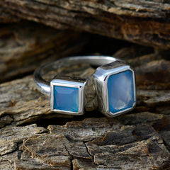 Aqua Chalcedony Toi et Moi Indian 92.5 Silver Green Gems Featherlight Sophisticated Ring Jewelry