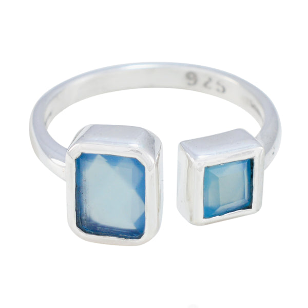 Aqua Chalcedony Toi et Moi Indian 92.5 Silver Green Gems Featherlight Sophisticated Ring Jewelry