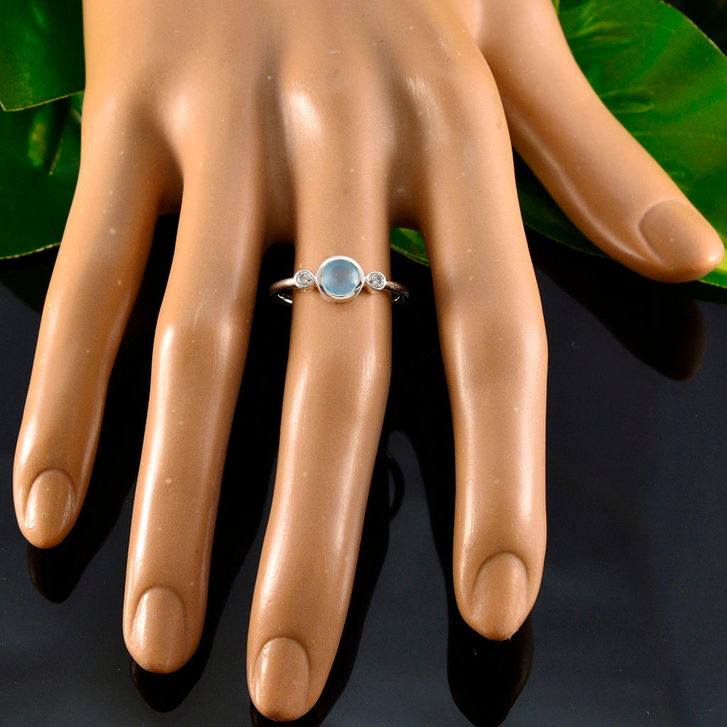 Aqua Chalcedony Trilogy American 925 Silver Green Gemstone Elegant  Fairytale Ring Jewellery