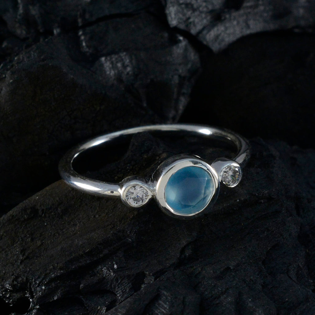 Aqua Chalcedony Trilogy American 925 Silver Green Gemstone Elegant  Fairytale Ring Jewellery