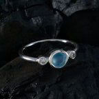 Aqua Chalcedony Trilogy American 925 Silver Green Gemstone Elegant  Fairytale Ring Jewellery