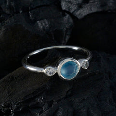 Aqua Chalcedony Trilogy American 925 Silver Green Gemstone Elegant  Fairytale Ring Jewellery