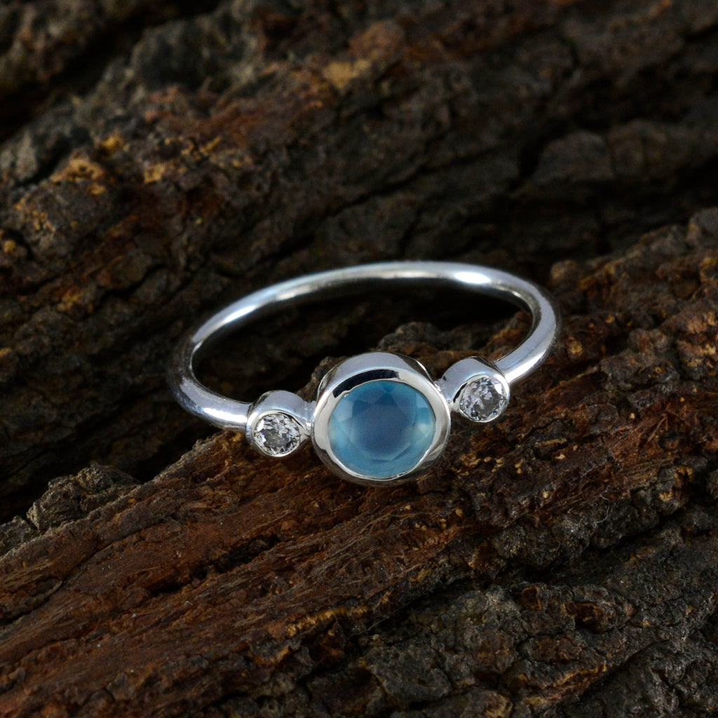 Aqua Chalcedony Trilogy American 925 Silver Green Gemstone Elegant  Fairytale Ring Jewellery