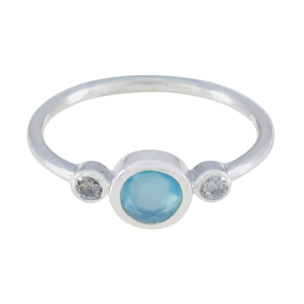 Aqua Chalcedony Trilogy American 925 Silver Green Gemstone Elegant  Fairytale Ring Jewellery