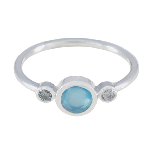 Aqua Chalcedony Trilogy American 925 Silver Green Gemstone Elegant  Fairytale Ring Jewellery