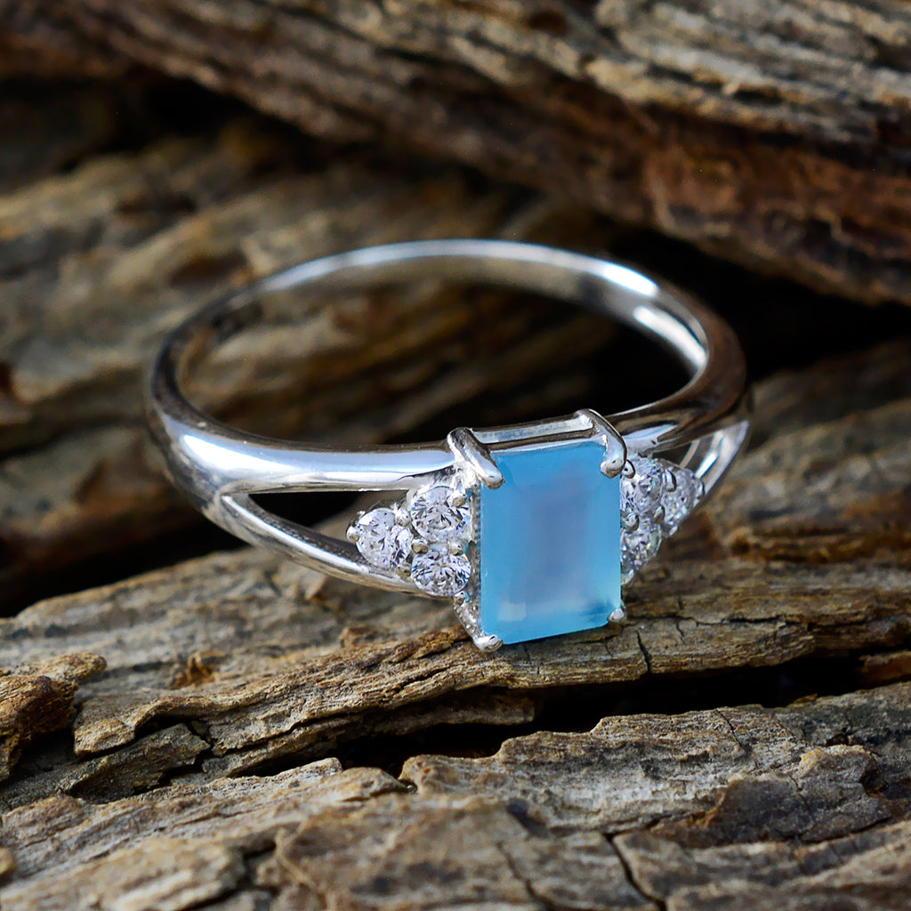 Aqua Chalcedony Halo American Sterling Silver Green Gemstone Dainty Contemporary Ring Jewelry
