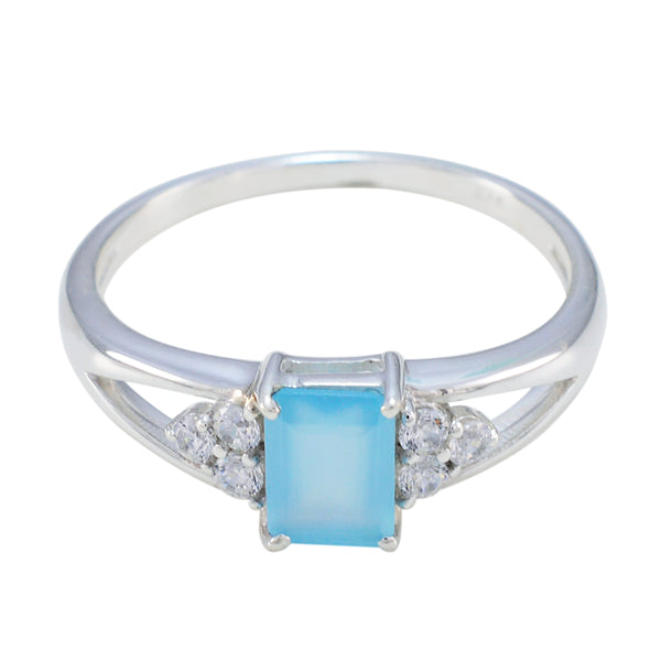 Aqua Chalcedony Halo American Sterling Silver Green Gemstone Dainty Contemporary Ring Jewelry