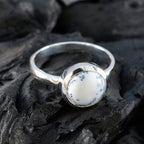 Agate Solitaire Indian Silver White Gemstone Slim Glamorous Ring Jewelry