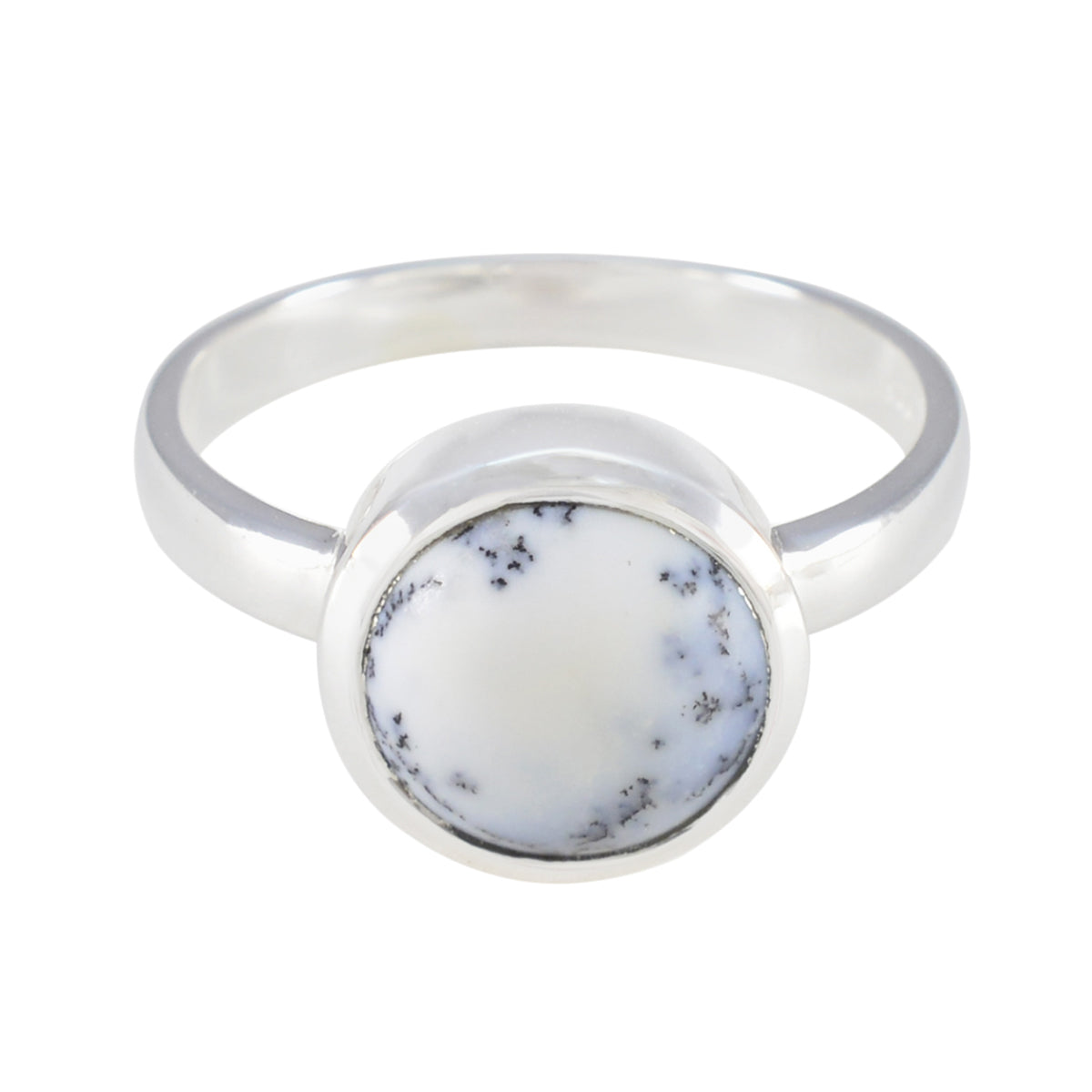 Agate Solitaire Indian Silver White Gemstone Slim Glamorous Ring Jewelry Immagine principale del prodotto