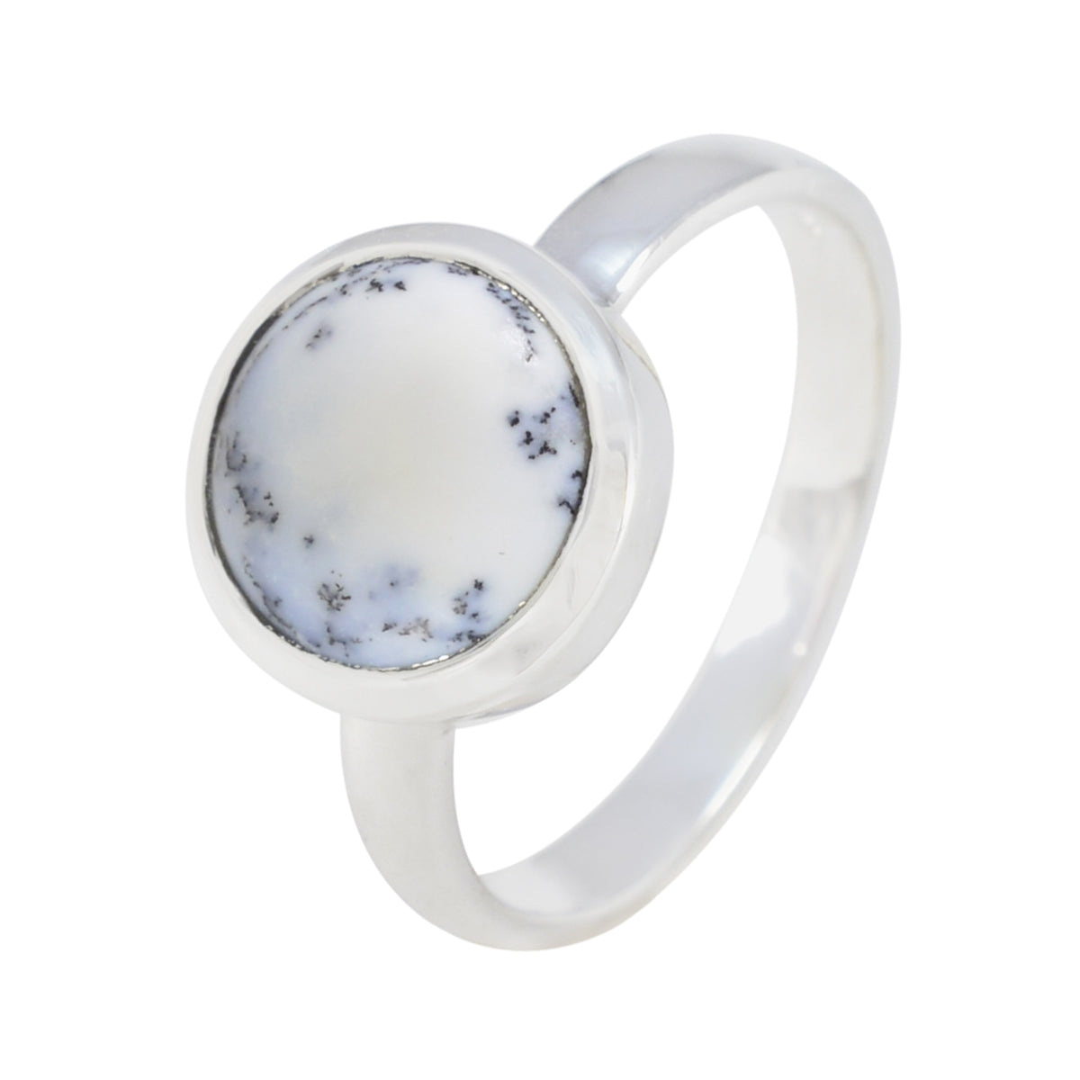 Achat Solitär Indischer Silber Weißer Edelstein Schmaler Glamouröser Ring Schmuck Zweitbild