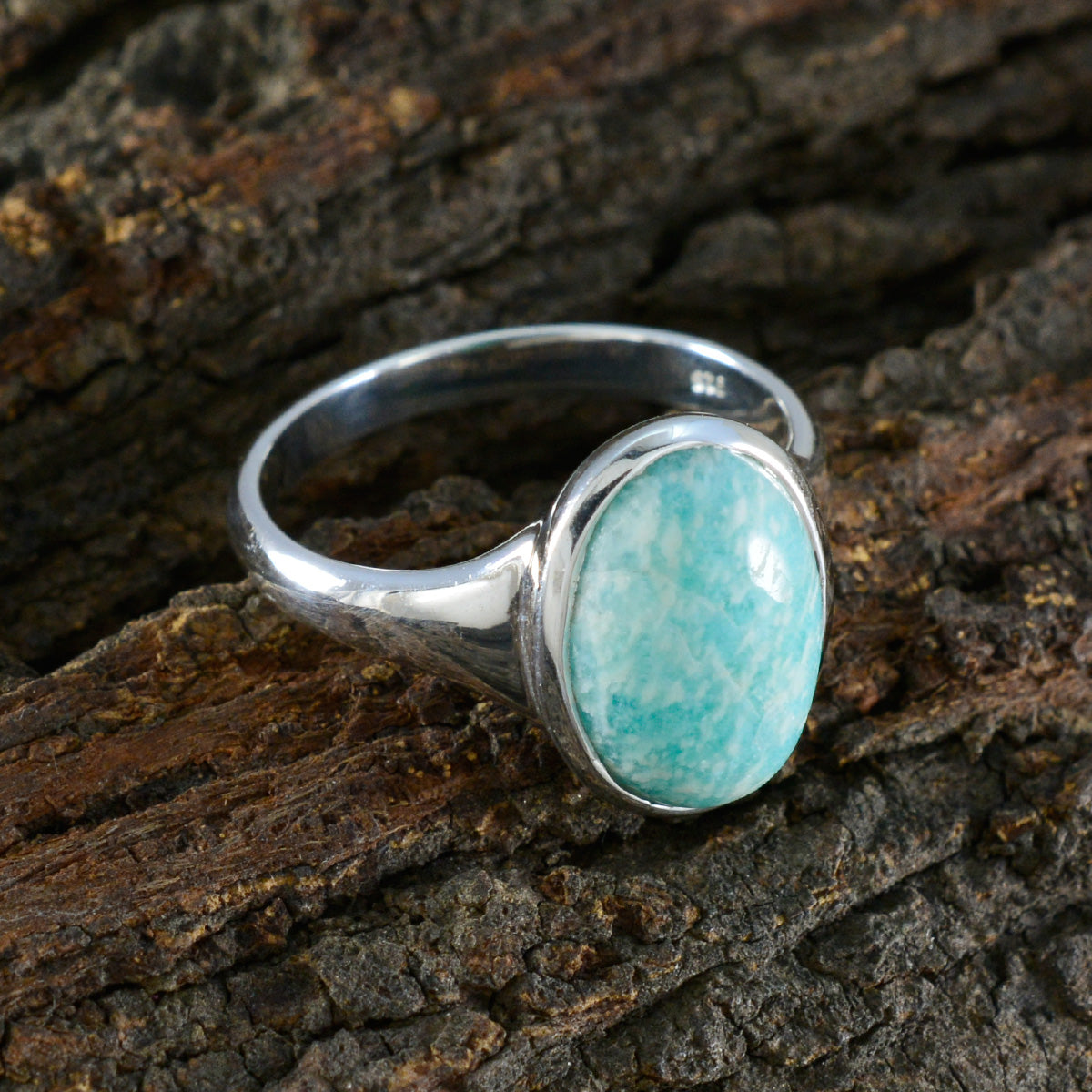 Amazonite Solitaire Moroccan Silver Green Gems Minimal Contemporary Ring Jewellery