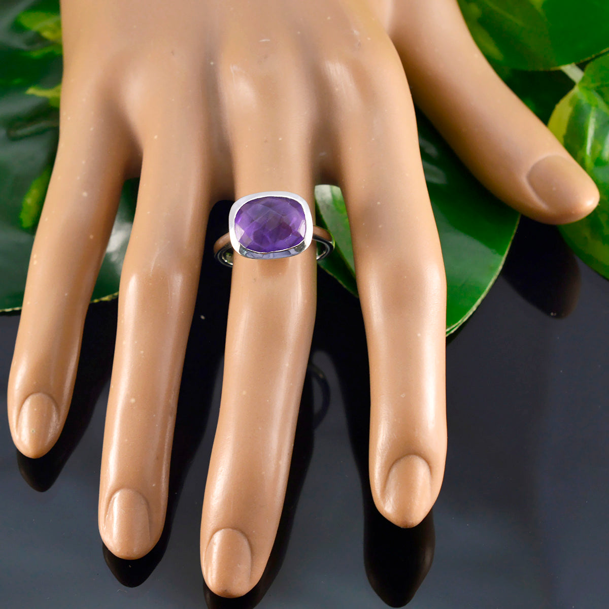 Amethyst Solitaire Russian Sterling Silver Purple Gems Minimal Cultural Ring Jewelry