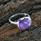 Amethyst Solitaire Russian Sterling Silver Purple Gems Minimal Cultural Ring Jewelry