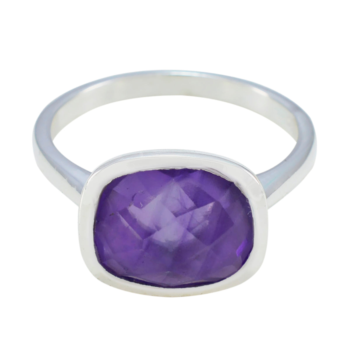 Amethyst Solitaire Russian Sterling Silver Purple Gems Minimal Cultural Ring Jewelry