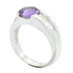 Amethyst Solitaire Indian Silver Purple Gems Classic propsel Ring Jewellery