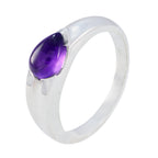 Amethyst Solitaire Indian Silver Purple Gems Classic propsel Ring Jewellery