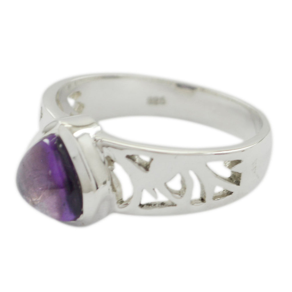 Amethyst Solitaire Moroccan 925 Sterling Silver Purple Gemstone Tiny Feminine Ring Jewellery