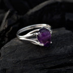 Amethyst Solitaire Korean 925 Sterling Silver Purple Gems Dainty Sophisticated Ring Jewellery