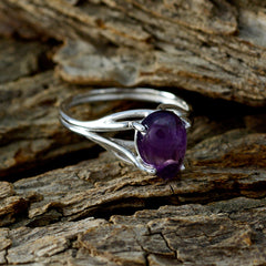 Amethyst Solitaire Korean 925 Sterling Silver Purple Gems Dainty Sophisticated Ring Jewellery