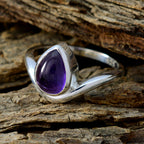 Amethyst Solitaire Egyptian Silver Purple Gemstones Featherlight Graceful Ring Jewelry