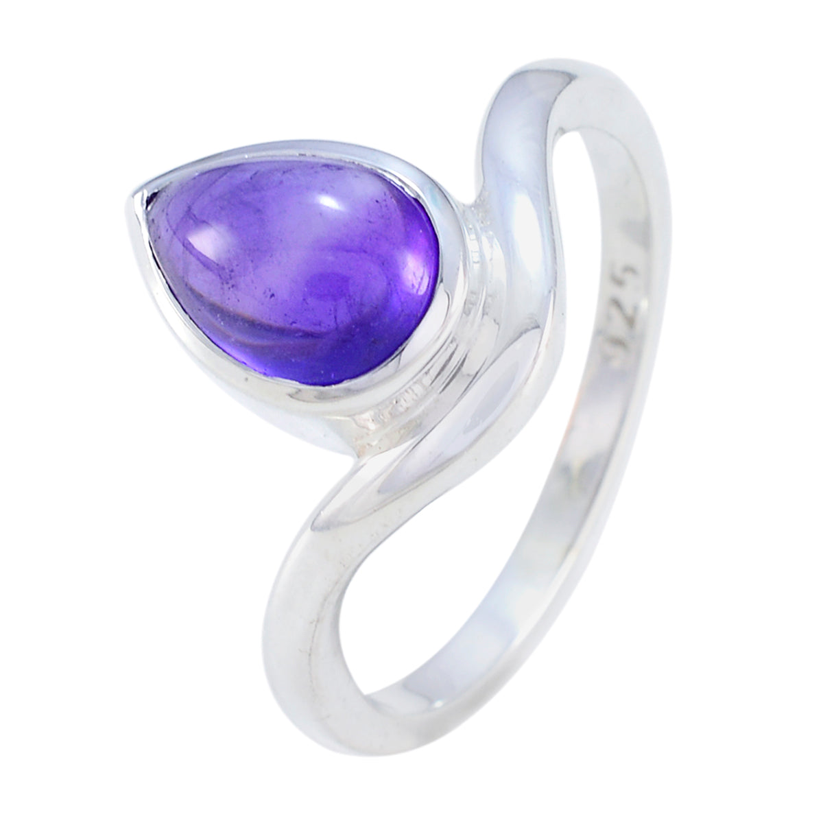 Ametist Solitaire Egyptiska Silver Lila Ädelstenar Fjäderlätt Graciös Ring Smycken Sekundär produktbild