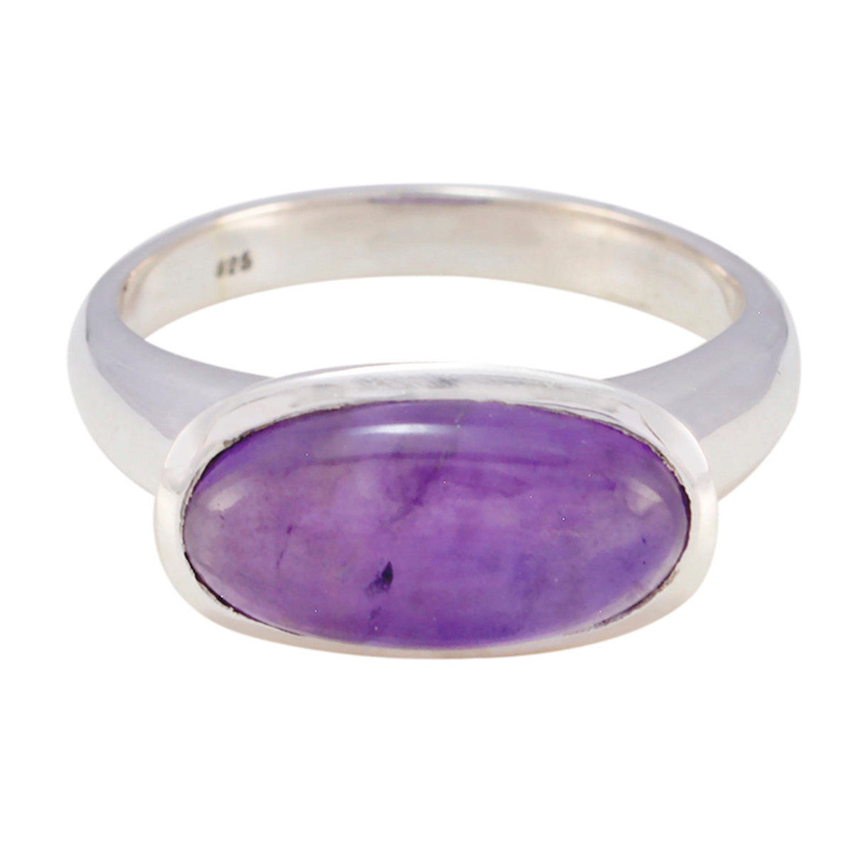 Amethyst Solitaire French Silver Purple Gemstone Mid weight Romantic Ring Jewelry