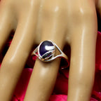 Amethyst Solitaire French 925 Silver Purple Gemstones Slim Cultural Ring Jewellery