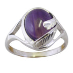 Amethyst Solitaire French 925 Silver Purple Gemstones Slim Cultural Ring Jewellery