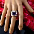 Amethyst Solitaire Indian 92.5 Silver Purple Gemstones Essential  engravings Ring Jewelry