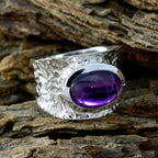 Amethyst Solitaire Indian 92.5 Silver Purple Gemstones Essential  engravings Ring Jewelry
