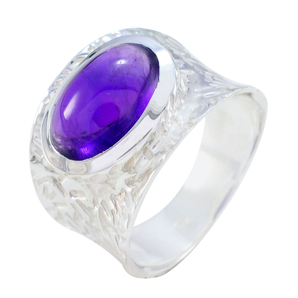 Amethyst Solitaire Indian 92.5 Silver Purple Gemstones Essential  engravings Ring Jewelry