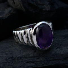 Amethyst Solitaire African Silver Purple Gems Classic Feminine Ring Jewellery