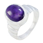 Amethyst Solitaire African Silver Purple Gems Classic Feminine Ring Jewellery