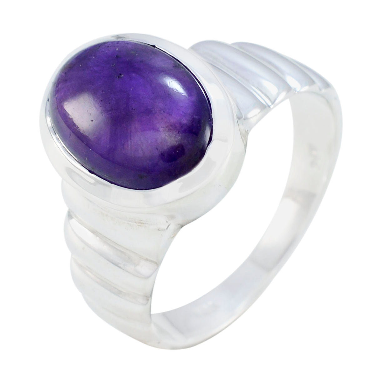 Amethyst Solitaire African Silver Purple Gems Classic Feminine Ring Jewellery