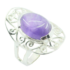 Amethyst Solitaire French 925 Sterling Silver Purple Gemstones Classic Art Deco Ring Jewellery