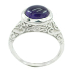 Amethyst Solitaire Moroccan Silver Purple Gems Minimal Art Deco Ring Jewellery