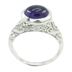 Amethyst Solitaire Moroccan Silver Purple Gems Minimal Art Deco Ring Jewellery