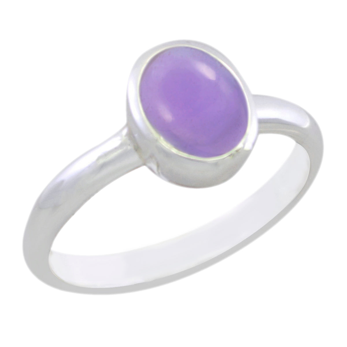 Amethyst Solitaire Korean Sterlings Silver Purple Gemstones Delicate Graceful Ring Jewellery