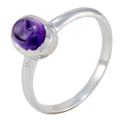 Amethyst Solitaire Korean Sterlings Silver Purple Gemstones Delicate Graceful Ring Jewellery